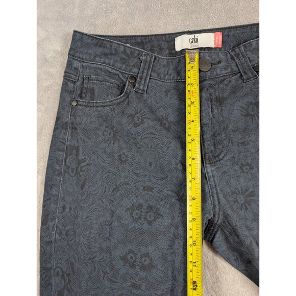 CAbi Curvy Skinny Jeans Womens Size 8 Blue Stretch Floral Print Comfy Casual - Picture 8 of 10